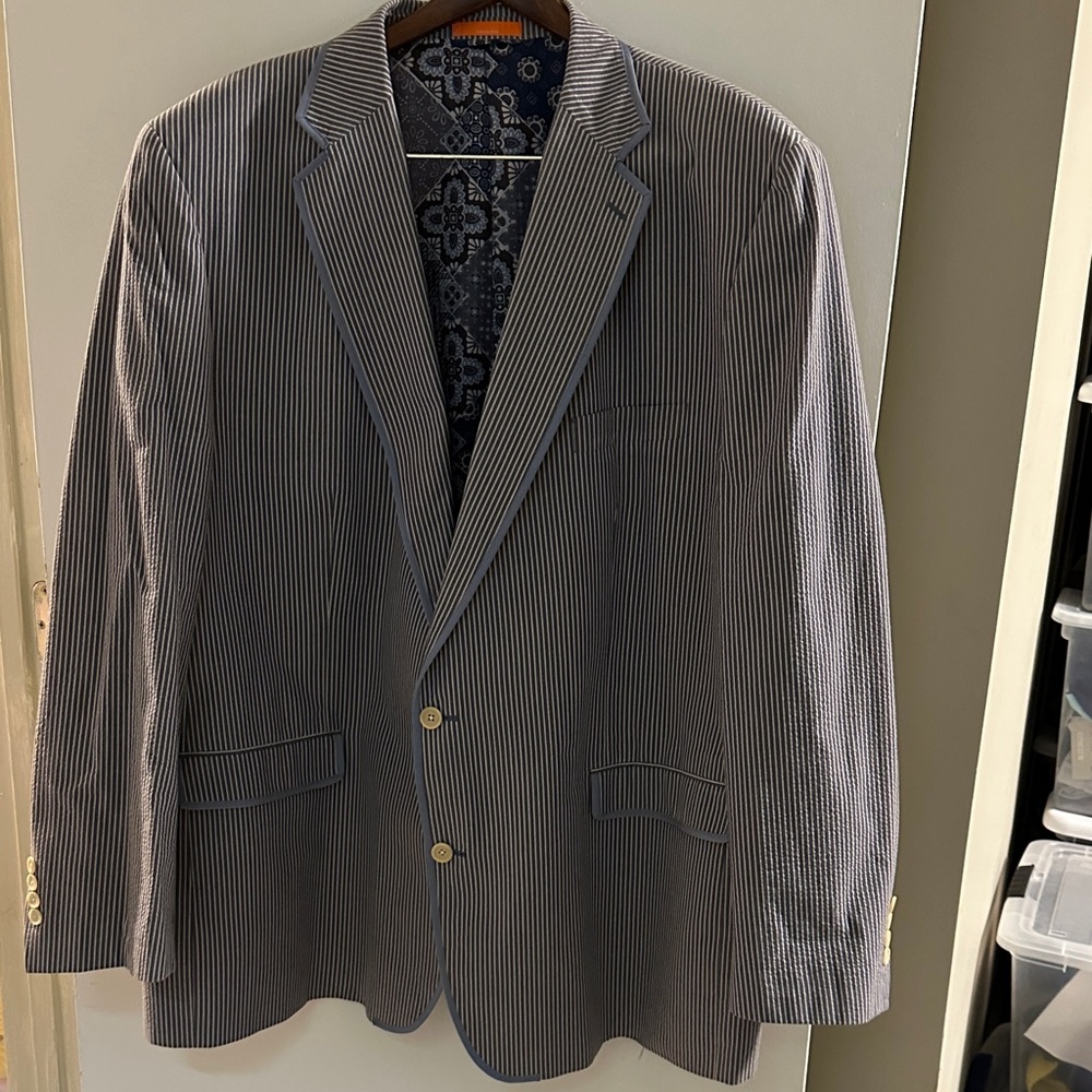 TALLIA Blue and White Striped Jacket